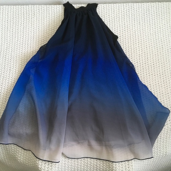 JONATHAN SAUNDERS EASY FLOW NAVY TO GRAY HAULTER BLOUSE, SIZE MEDIUM (15) - Picture 4 of 4